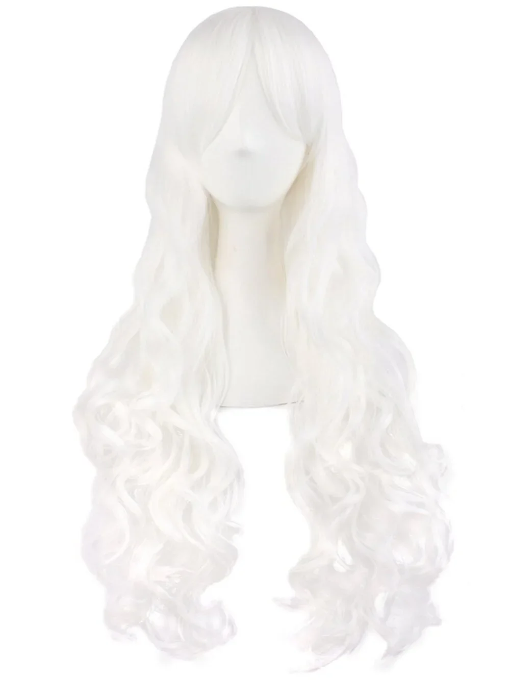 Women's White 28 Inch Lolita Long Curly 2 Ponytails Clip On Cosplay Wigs